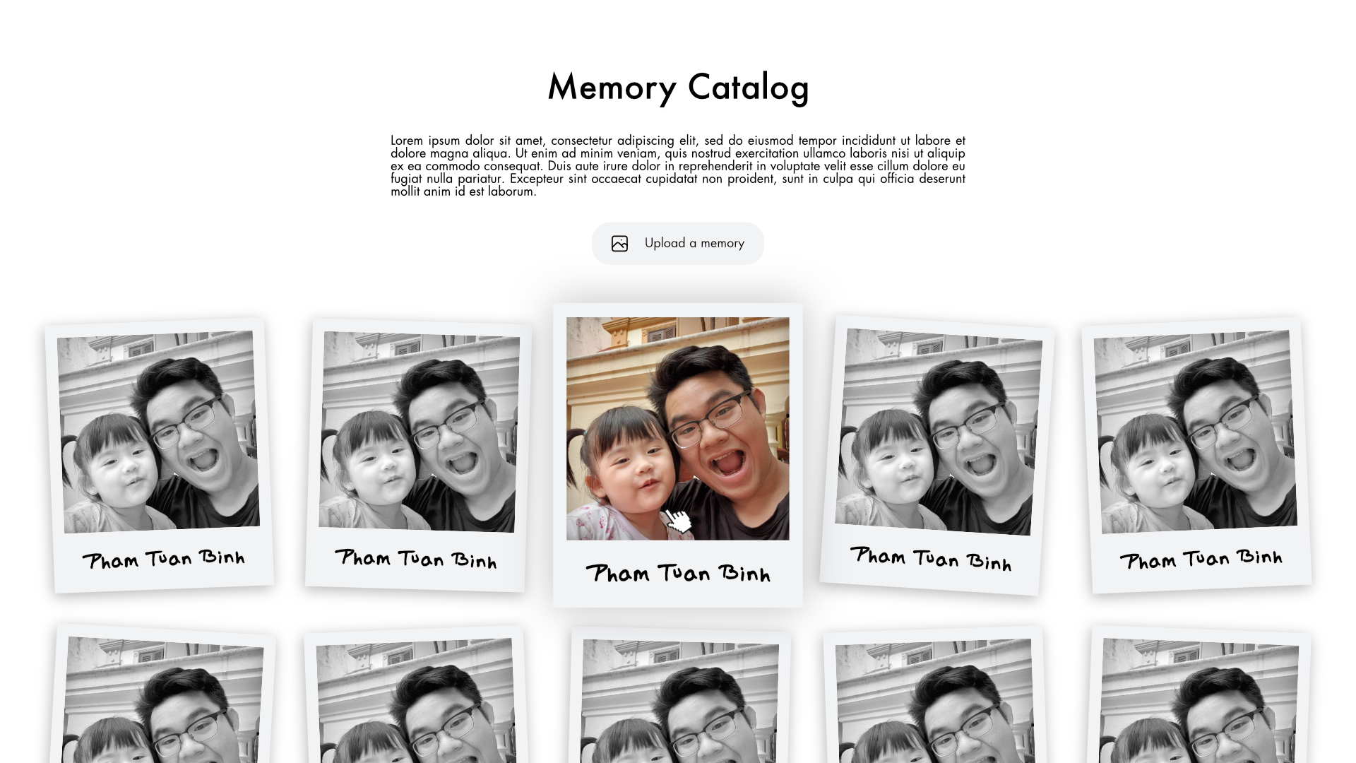 Memory Catalog Store memories as Polaroid Binh's Archive